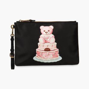 New MOSCHINO Printed Satin Pouch